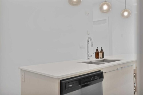 2101-76 Cornerstone Passage Ne, Calgary, AB - Indoor Photo Showing Kitchen With Double Sink