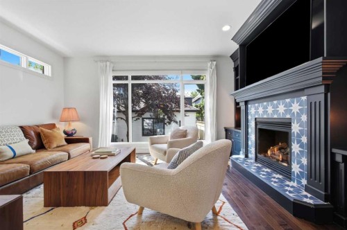 2025 45 Avenue Sw, Calgary, AB - Indoor Photo Showing Living Room With Fireplace